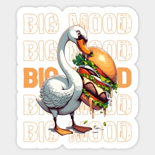 Big Mood Big Food, Swan Craving a Giant Burger Sticker